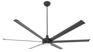 Big Ass Fans es6 84" Ceiling Fan in Black, 32" Downrod, Downlight LED, Indoor or Covered Outdoor
