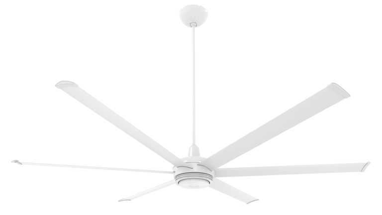 Big Ass Fans es6 84" Ceiling Fan in White, 32" Downrod, Downlight and Uplight, Indoor Only