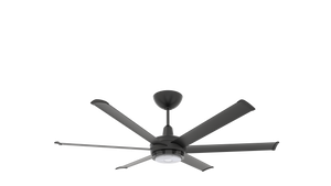 Big Ass Fans es6 60" Ceiling Fan in Black, 7" Downrod, Downlight LED, Indoor or Covered Outdoor