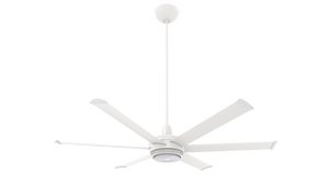 Big Ass Fans es6 60" Ceiling Fan in White, 32" Downrod, Downlight LED, Indoor or Covered Outdoor