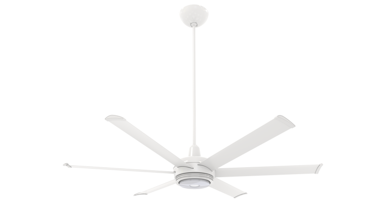 Big Ass Fans es6 60" Ceiling Fan in White, 32" Downrod, Downlight LED, Indoor or Covered Outdoor