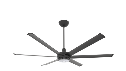 Big Ass Fans es6 72" Ceiling Fan in Black, 20" Downrod, Downlight LED, Indoor or Covered Outdoor