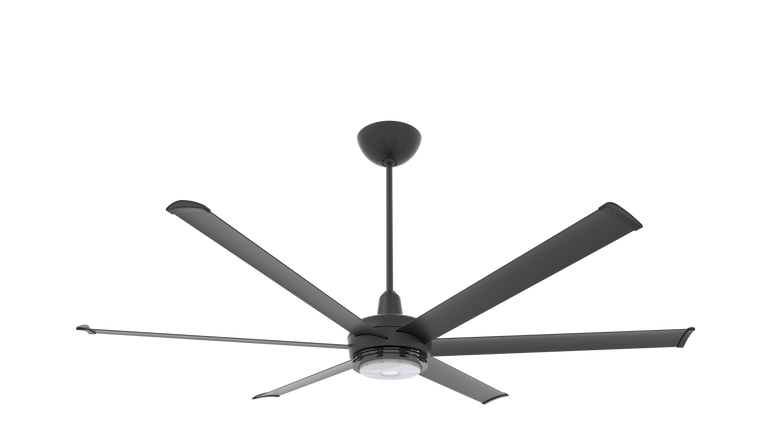 Big Ass Fans es6 72" Ceiling Fan in Black, 20" Downrod, Downlight LED, Indoor or Covered Outdoor