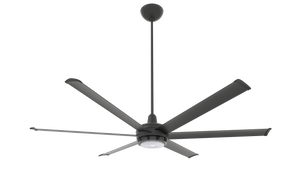 Big Ass Fans es6 72" Ceiling Fan in Black, 32" Downrod, Downlight LED, Indoor or Covered Outdoor