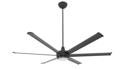 Big Ass Fans es6 72" Ceiling Fan in Black, 32" Downrod, Downlight LED, Indoor or Covered Outdoor