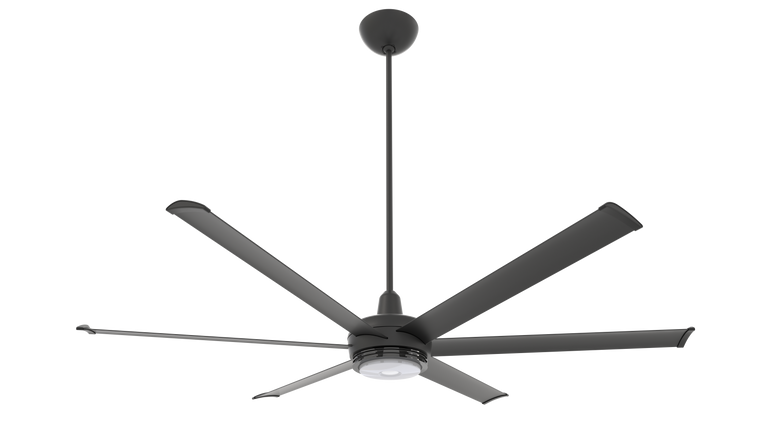 Big Ass Fans es6 72" Ceiling Fan in Black, 32" Downrod, Downlight LED, Indoor or Covered Outdoor