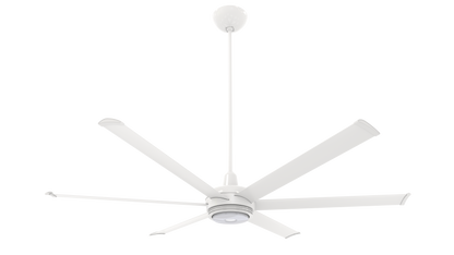 Big Ass Fans es6 72" Ceiling Fan in White, 32" Downrod, Downlight and Uplight, Indoor Only