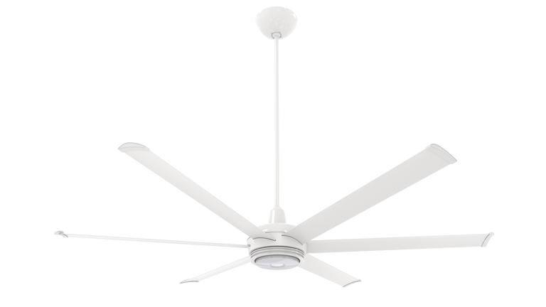 Big Ass Fans es6 72" Ceiling Fan in White, 32" Downrod, Downlight and Uplight, Indoor Only