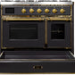 ILVE Majestic II 40" Dual Fuel Propane Gas Range in Matte Graphite with Brass Trim, UMD10FDNS3MGGLP