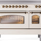 ILVE Nostalgie II 48" Induction Range with Element Stove and Electric Oven in Antique White with Bronze Trim, UPI486NMPAWB