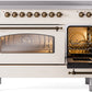 ILVE Nostalgie II 48" Induction Range with Element Stove and Electric Oven in Antique White with Bronze Trim, UPI486NMPAWB