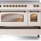 ILVE Nostalgie II 48" Induction Range with Element Stove and Electric Oven in Antique White with Bronze Trim, UPI486NMPAWB
