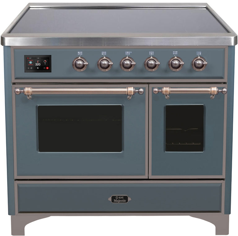ILVE Majestic II 40" Induction Range with Element Stove and Electric Oven in Blue Grey with Bronze Trim, UMDI10NS3BGB