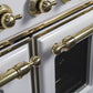 ILVE Majestic II 40" Dual Fuel Natural Gas Range in White with Brass Trim, UMD10FDNS3WHG
