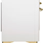 ILVE Majestic II 40" Dual Fuel Natural Gas Range in White with Brass Trim, UMD10FDNS3WHG