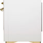 ILVE Majestic II 40" Dual Fuel Natural Gas Range in White with Brass Trim, UMD10FDNS3WHG
