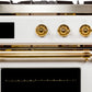 ILVE Majestic II 40" Dual Fuel Natural Gas Range in White with Brass Trim, UMD10FDNS3WHG