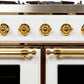 ILVE Majestic II 40" Dual Fuel Natural Gas Range in White with Brass Trim, UMD10FDNS3WHG