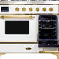 ILVE Majestic II 40" Dual Fuel Natural Gas Range in White with Brass Trim, UMD10FDNS3WHG