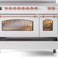 ILVE Nostalgie II 48" Induction Range with Element Stove and Electric Oven in White with Copper Trim, UPI486NMPWHP