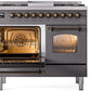 ILVE Nostalgie II 40" Dual Fuel Propane Gas Range in Matte Graphite with Bronze Trim, UPD40FNMPMGBLP