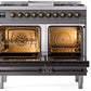 ILVE Nostalgie II 40" Dual Fuel Propane Gas Range in Matte Graphite with Bronze Trim, UPD40FNMPMGBLP