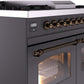 ILVE Nostalgie II 40" Dual Fuel Propane Gas Range in Matte Graphite with Bronze Trim, UPD40FNMPMGBLP