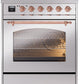 ILVE Nostalgie II 30" Induction Range with Element Stove and Electric Oven in Stainless Steel with Copper Trim, UPI304NMPSSP