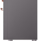 ILVE Nostalgie II 36" Dual Fuel Natural Gas Range in Matte Graphite with Copper Trim, UP36FNMPMGP