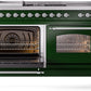 ILVE Nostalgie II 60" Dual Fuel Propane Gas Range in Emerald Green with Chrome Trim, UP60FSNMPEGCLP