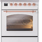 ILVE Nostalgie II 30" Induction Range with Element Stove and Electric Oven in White with Copper Trim, UPI304NMPWHP