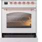ILVE Nostalgie II 30" Induction Range with Element Stove and Electric Oven in White with Copper Trim, UPI304NMPWHP