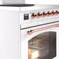 ILVE Nostalgie II 30" Induction Range with Element Stove and Electric Oven in White with Copper Trim, UPI304NMPWHP