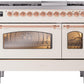 ILVE Nostalgie II 48" Dual Fuel Propane Gas Range in Antique White with Copper Trim, UP48FNMPAWPLP