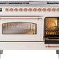 ILVE Nostalgie II 48" Dual Fuel Propane Gas Range in Antique White with Copper Trim, UP48FNMPAWPLP