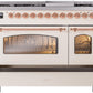 ILVE Nostalgie II 48" Dual Fuel Propane Gas Range in Antique White with Copper Trim, UP48FNMPAWPLP
