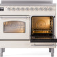 ILVE Nostalgie II 40" Induction Range with Element Stove and Electric Oven in Antique White with Chrome Trim, UPDI406NMPAWC