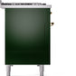 ILVE Nostalgie II 48" Dual Fuel Propane Gas Range in Emerald Green with Brass Trim, UP48FNMPEGGLP