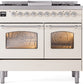 ILVE Nostalgie II 40" Dual Fuel Propane Gas Range in Antique White with Chrome Trim, UPD40FNMPAWCLP