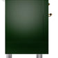 ILVE Nostalgie II 36" Dual Fuel Natural Gas Range in Emerald Green with Brass Trim, UP36FNMPEGG