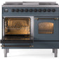 ILVE Nostalgie II 40" Dual Fuel Natural Gas Range in Blue Grey with Bronze Trim, UPD40FNMPBGB