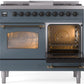 ILVE Nostalgie II 40" Dual Fuel Natural Gas Range in Blue Grey with Bronze Trim, UPD40FNMPBGB