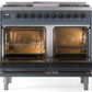 ILVE Nostalgie II 40" Dual Fuel Natural Gas Range in Blue Grey with Bronze Trim, UPD40FNMPBGB