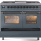 ILVE Nostalgie II 40" Dual Fuel Natural Gas Range in Blue Grey with Bronze Trim, UPD40FNMPBGB