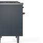 ILVE Nostalgie II 40" Dual Fuel Natural Gas Range in Blue Grey with Bronze Trim, UPD40FNMPBGB