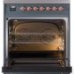ILVE Nostalgie II 30" Dual Fuel Propane Gas Range in Blue Grey with Copper Trim, UP30NMPBGPLP