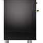 ILVE Nostalgie II 36" Dual Fuel Propane Gas Range in Glossy Black with Brass Trim, UP36FNMPBKGLP