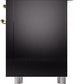 ILVE Nostalgie II 36" Dual Fuel Propane Gas Range in Glossy Black with Brass Trim, UP36FNMPBKGLP