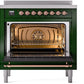 ILVE Nostalgie II 36" Induction Range with Element Stove and Electric Oven in Emerald Green with Copper Trim, UPI366NMPEGP