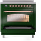 ILVE Nostalgie II 36" Induction Range with Element Stove and Electric Oven in Emerald Green with Copper Trim, UPI366NMPEGP